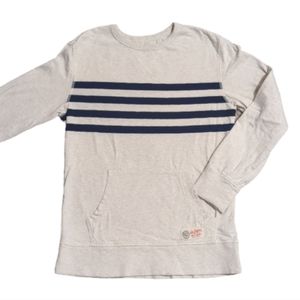 Gap Kids Striped Sweater with Kangaroo Pocket Light Cream Size XL